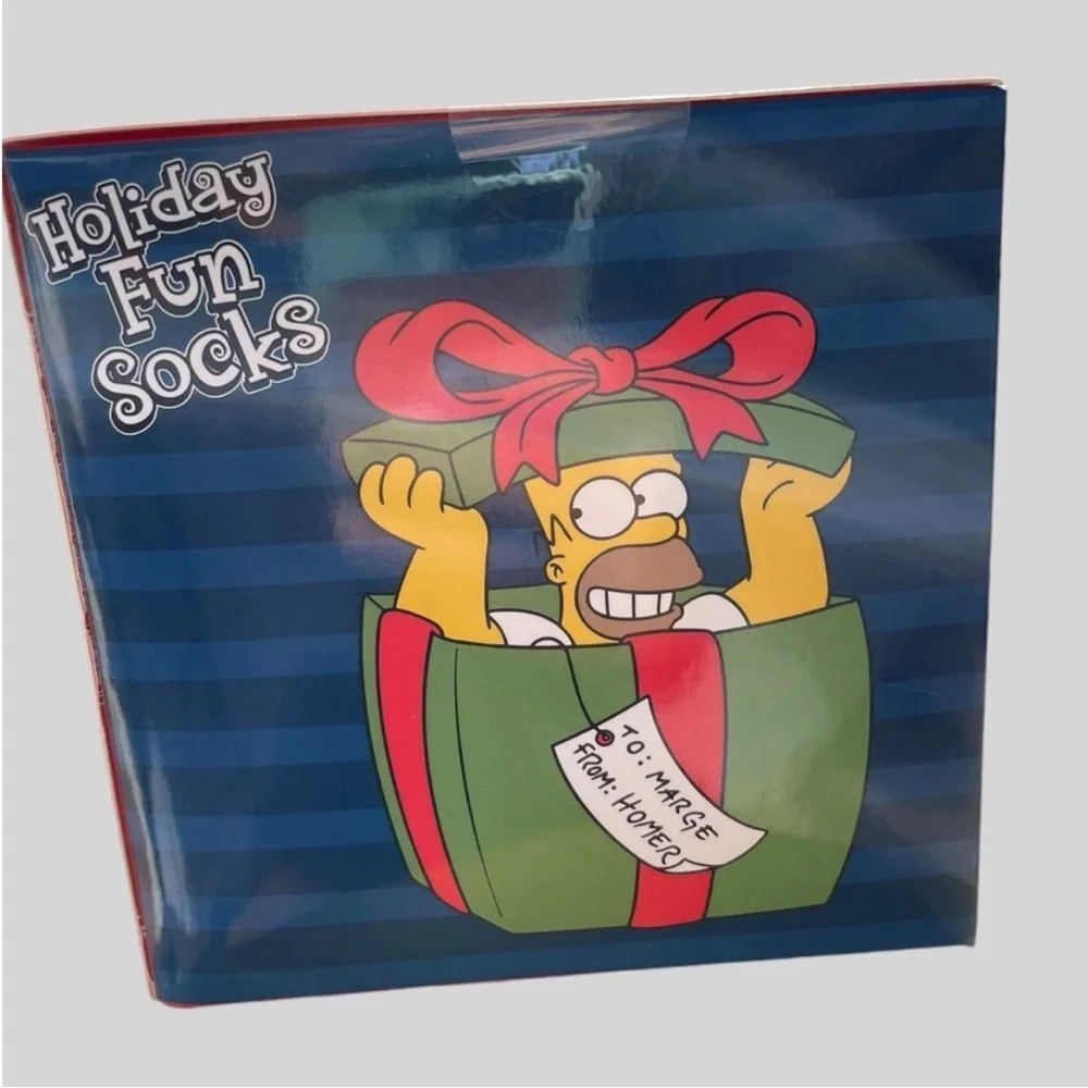 The Simpsons Holiday Fun Crew Socks Gift Box 4 Pair Men’s 6-12 NWT